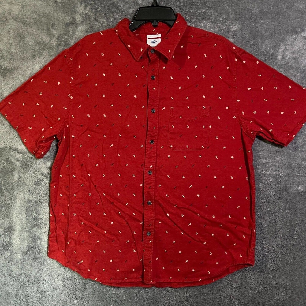 old navy mens short slevee dress shirt red xxl
